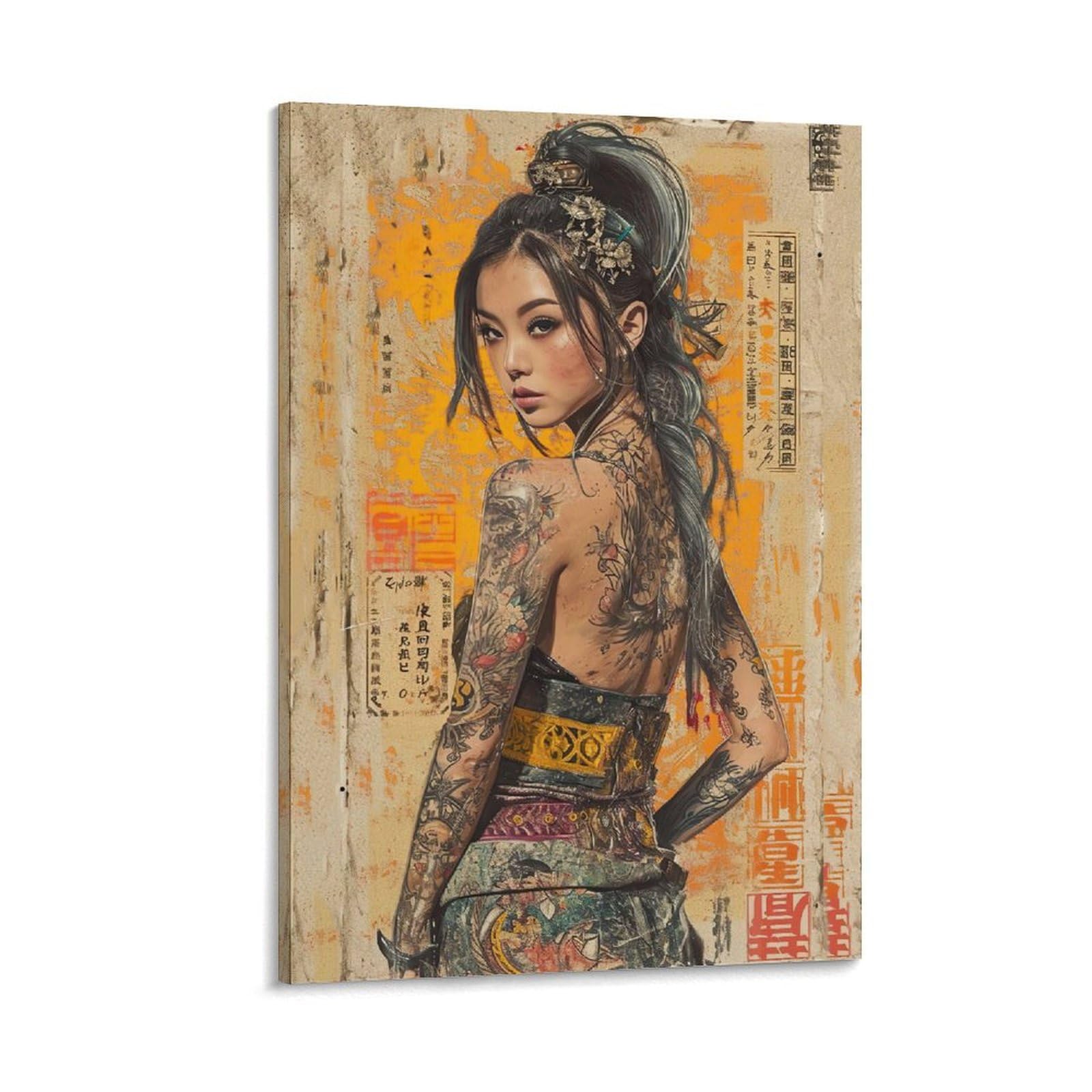 Amazon.co.jp: 入れ墨をする 刺青 ポスター キャンバス 壁アートホーム