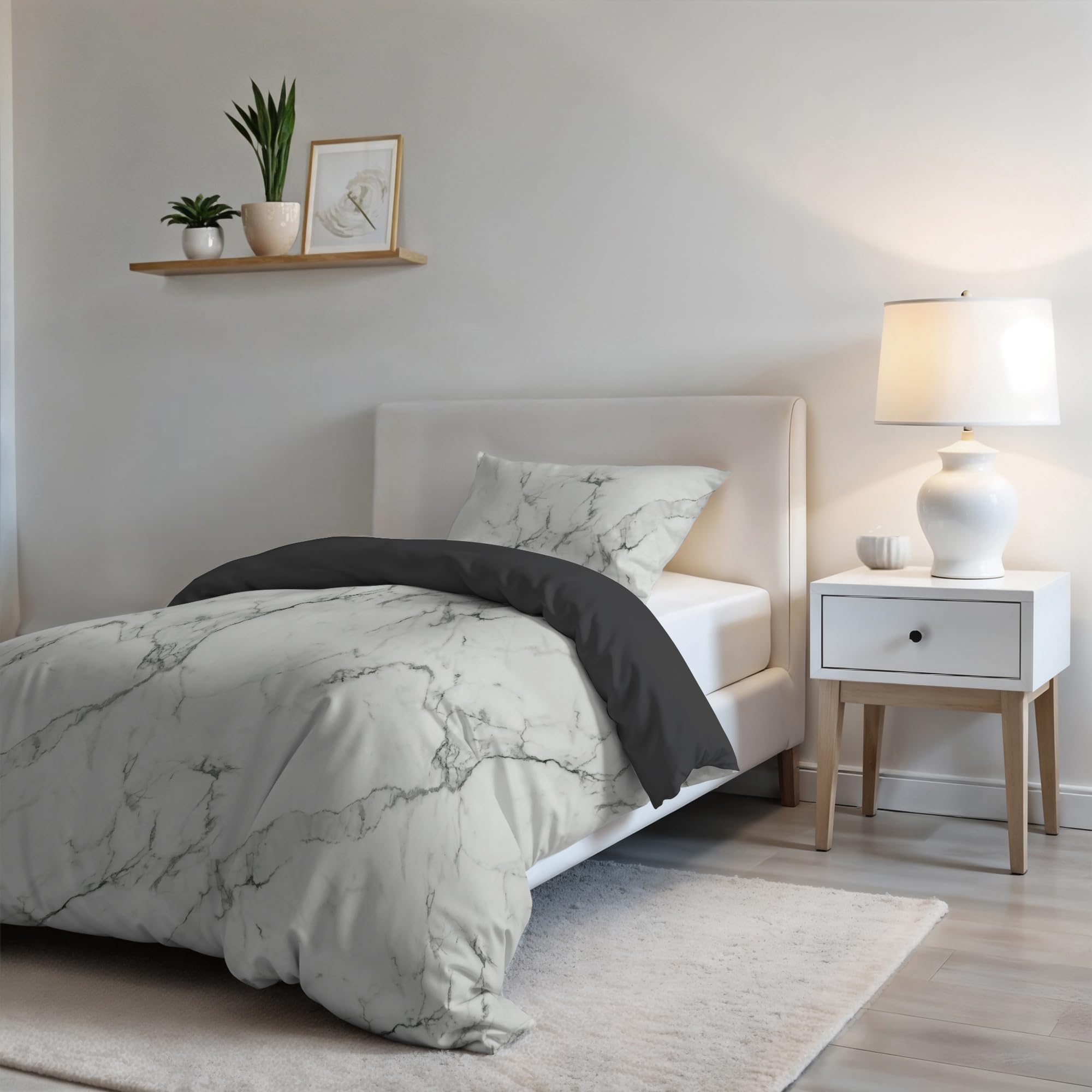 Italian Bed Linen Duvet Cover Fashion, Marble, Small Double
