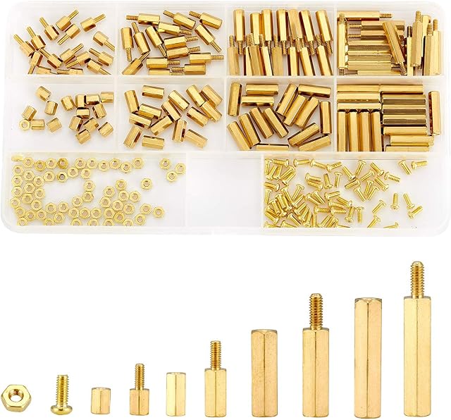 Litorange 240 Pieces M2.5 Male Female Hex Brass Spacer Standoff Screw Nut Threaded Pillar PCB Motherboard Assortment Kit