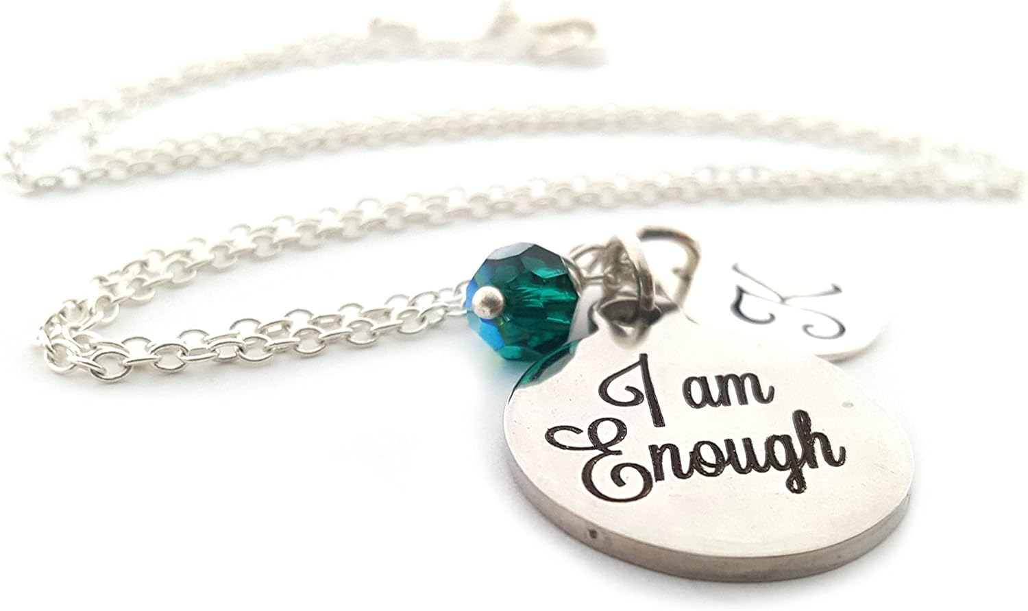 I am Enough Charm Necklace - Personalized Sterling Silver Jewelry