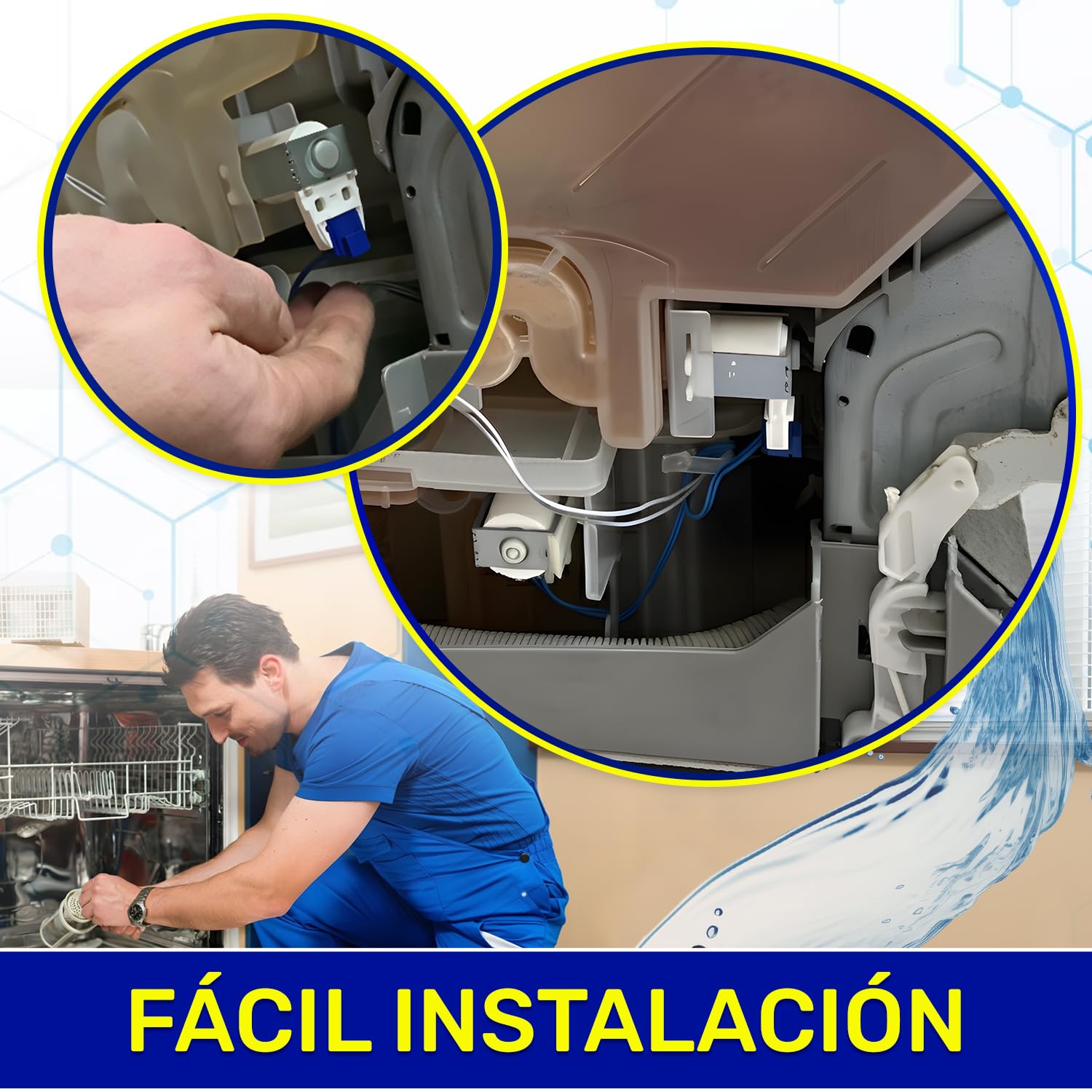 Valvula de Desague para Lavavajillas con Código Original 00631199 631199 11033896 para Bosch para Neff para Siemens - Eliminar Error E19 - MADE IN EU - Garantía de 10 Años – MONTERAL