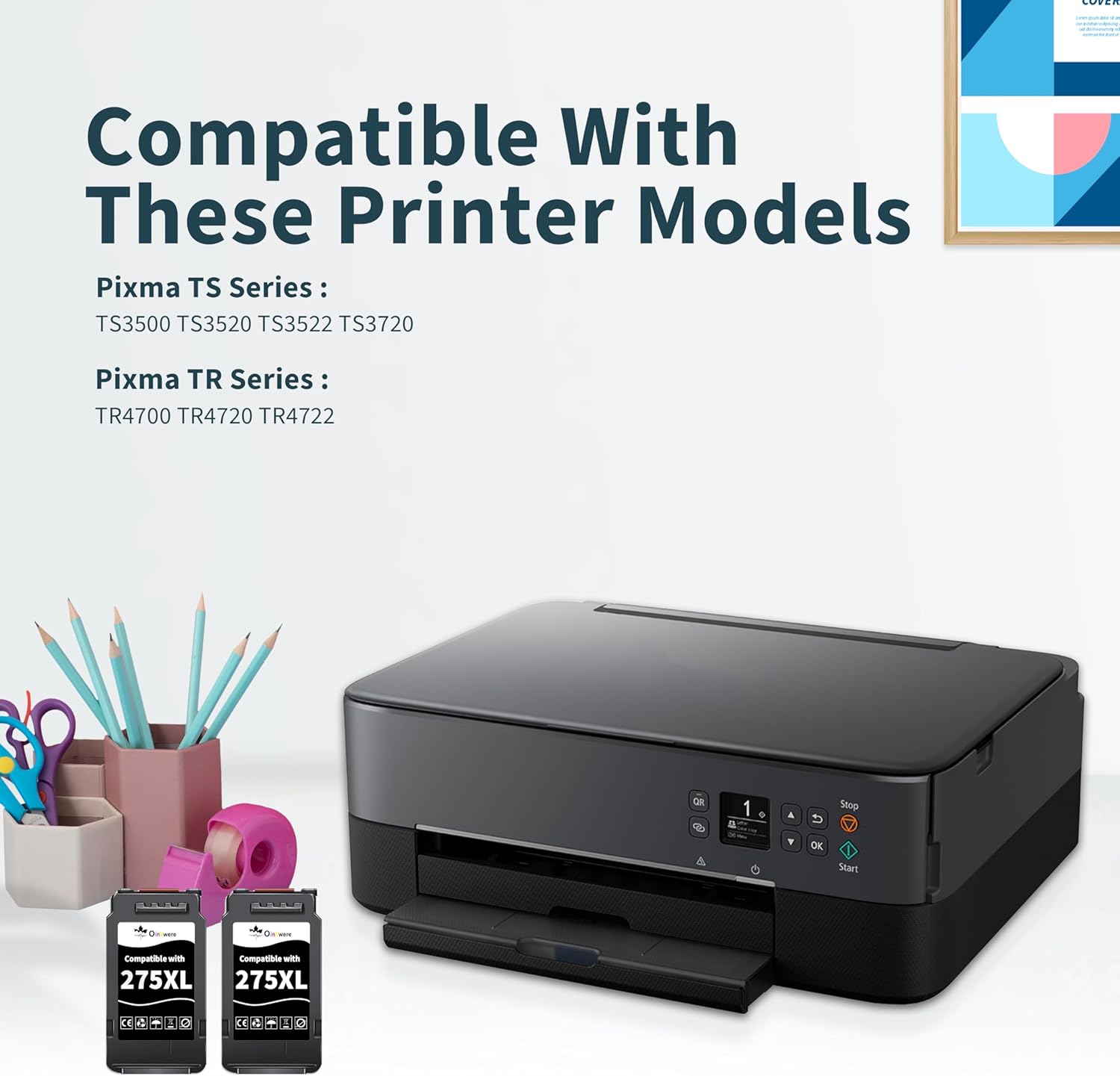 275XL Ink Cartridges PG275 Replacement for Canon 275 XL Black Ink High Yield 275XL PG-275XL PG-275 XL for Canon PIXMA TR4720 TR4700 TS3720 TS3500 TS3522 TS3520 TS3722 TR4722 TR4723 (2 Black)