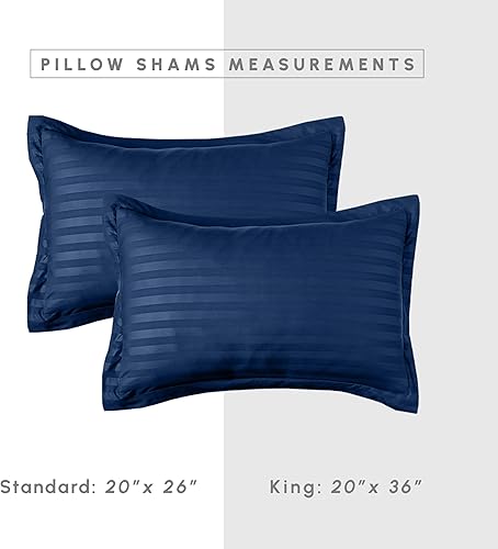 Miniatura 4 de Set de colchas Elegant Comfort de 8 piezas de seda suave a rayas dobby resistentes a las arrugas (el paquete incluye set de 4 sábanas, 1 colcha, 1