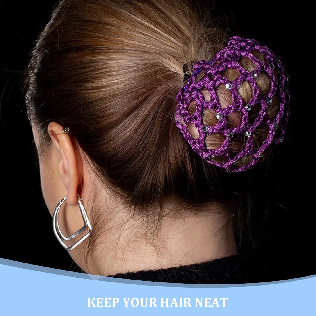 Bandeau Tulle Avec Nœud Pour Chignon - Filet à Cheveux élégant Bleu, Pour Bureau, Danse, événements