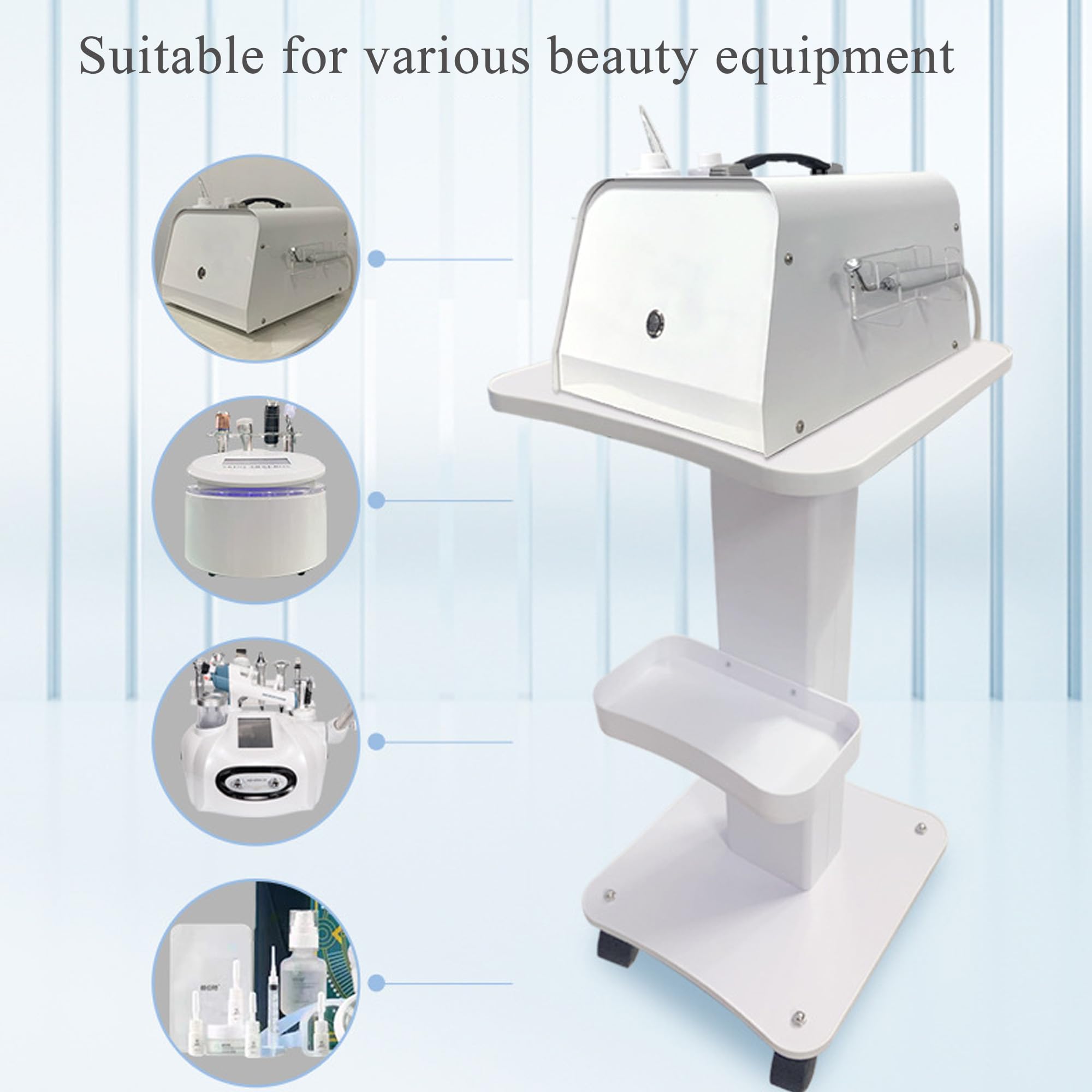 Carro con Ruedas para Salón de Belleza, Almacenamiento de Instrumentos de Belleza, Multifunción Portátil Carrito Rodante, Carrito de Peluquería, Blanco, Carrito Auxiliar con Ruedas