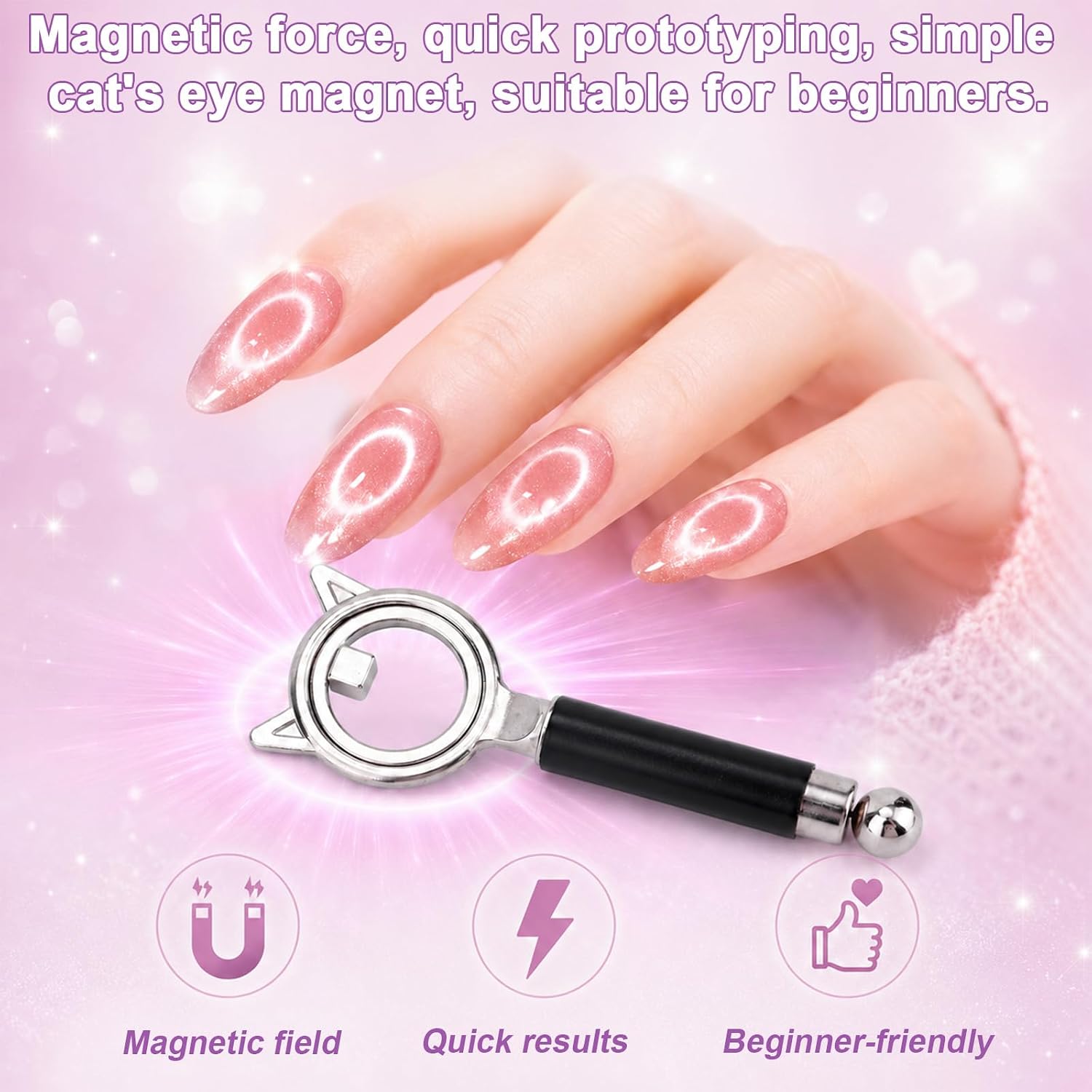 Gosknor 3pcs 3-in-1 Ring-Shaped Cat Eye Magnet for Nails