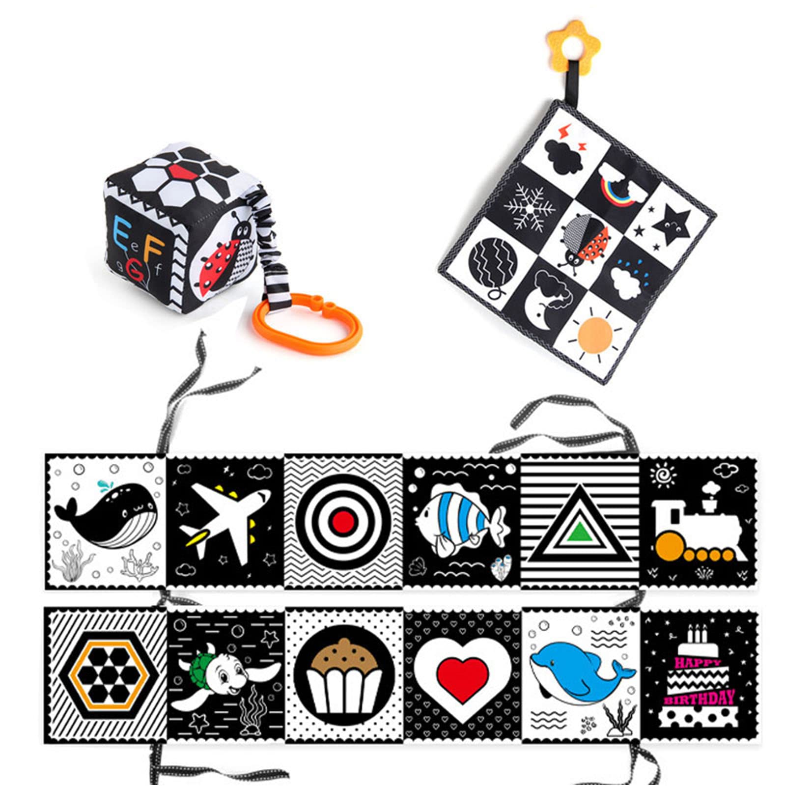 Ailisite 3 Pcs newborn toys black and white sensory toys Sensory Baby Toys 0-3 Months for Infant Newborn, Tummy Time, Early Education, Fun Interactive Toys 0 6 9 Months Boys Girls Baby Gifts