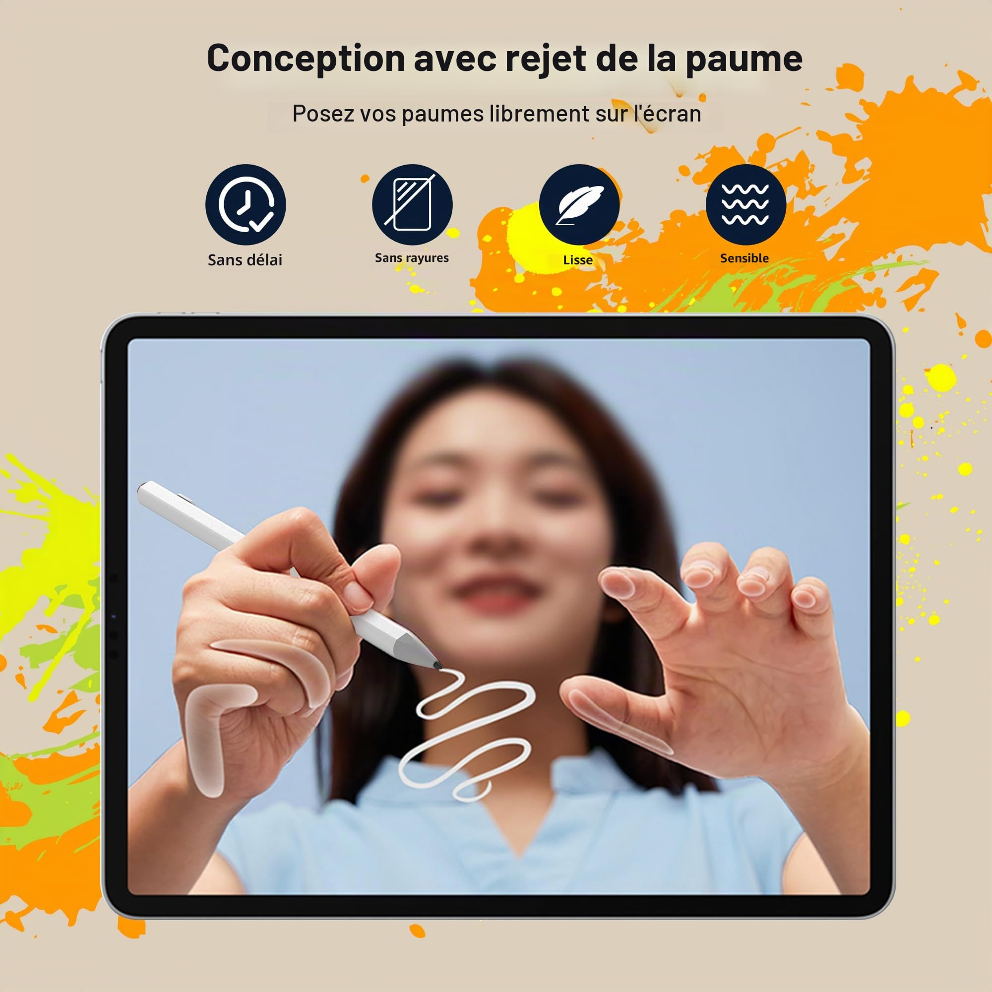 Stylet Surface Pen pour Microsoft Surface Pro 11/9/8/7/6/5/4/3, Surface Go 3/2/1 Surface Laptop/Studio/Book 4/3/2/1 avec 4096 Touches d'impression, Palm Rejection, Microsoft Surface Go Accessoires