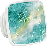 Vista 3 de LORVIES Paquete de 4 pomos decorativos de 1.2 pulgadas para gabinete, cristal ABS cuadrado blanco con un solo agujero, tiradores de puerta de cajón