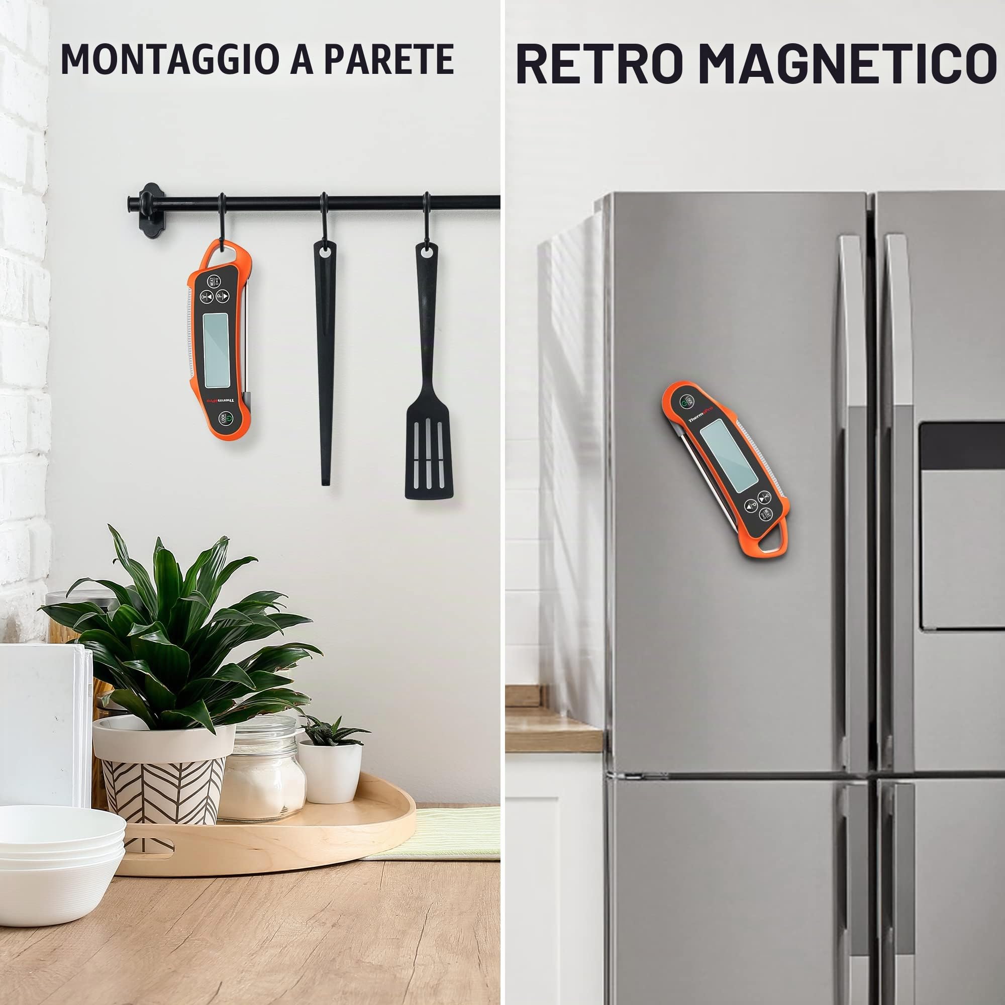 ThermoPro TP710 Termometro Cucina per Carne con Lettura Istantanea, Termometro Barbecue Impermeabile 2-in-1 con Doppia Sonda e Display a Doppia Temperatura per Forno, Grigliate, Affumicatore