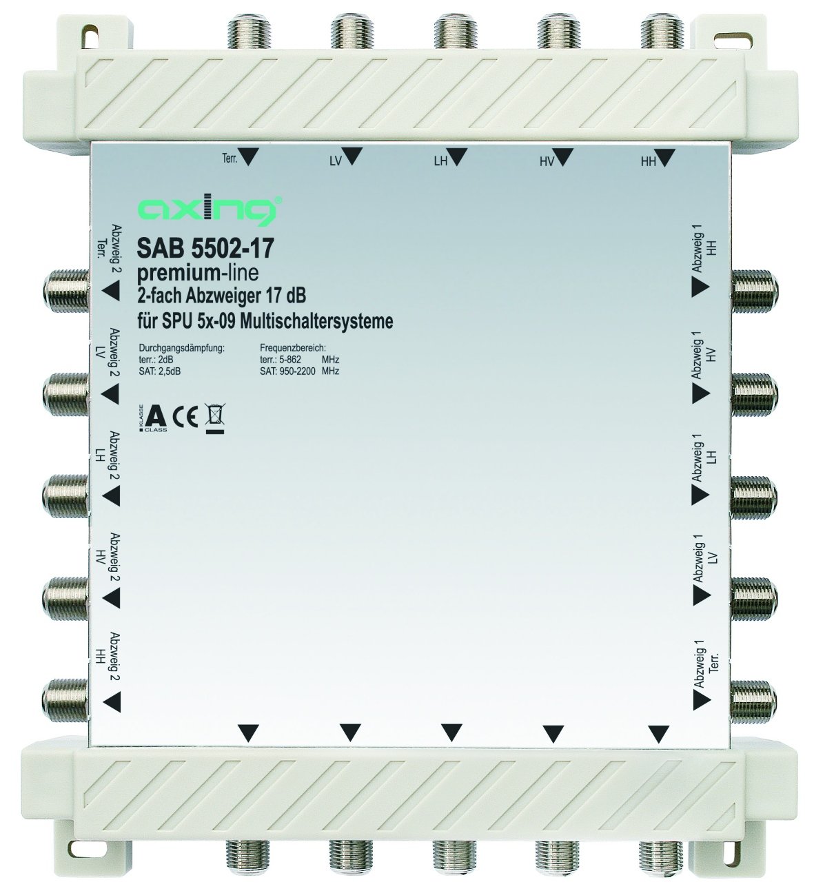Axing SAB 5502-17 2-Fach Abzweiger (17 dB, 4x Sat / 1x terrestrisch)