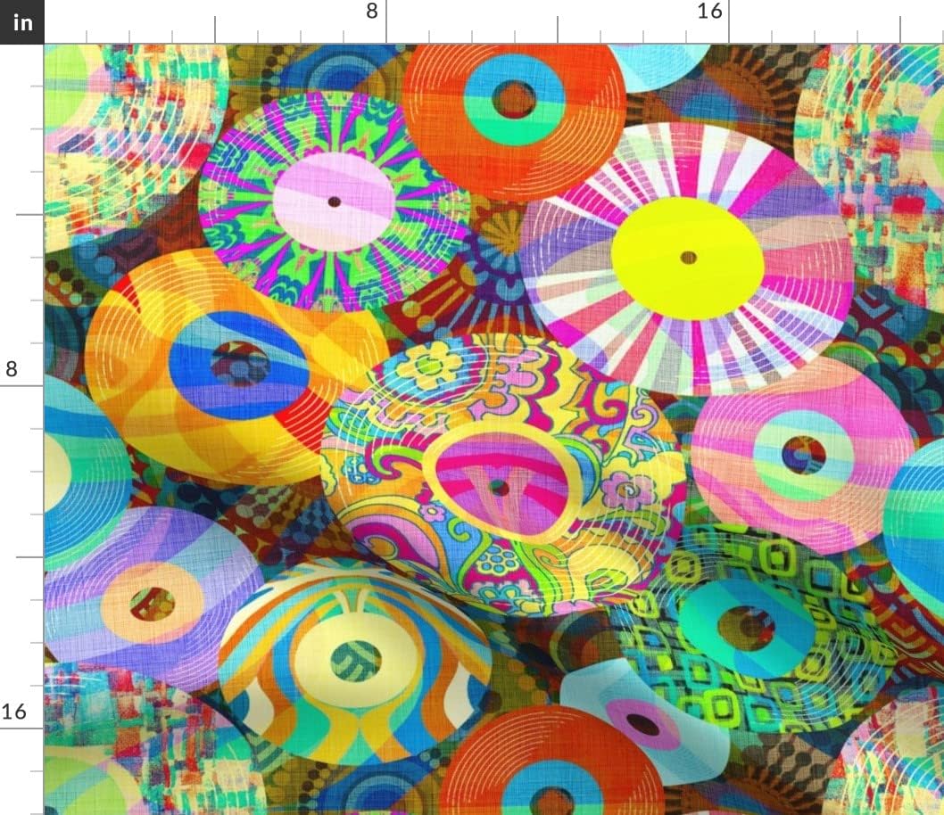 Spoonflower Fabric - Trippy Vinyl 1960S Hippie Vintage Disco 1970S Retro Nostalgia Printed on Petal Signature Cotton Fabric by The Yard - Sewing Quilting Apparel Crafts Decor