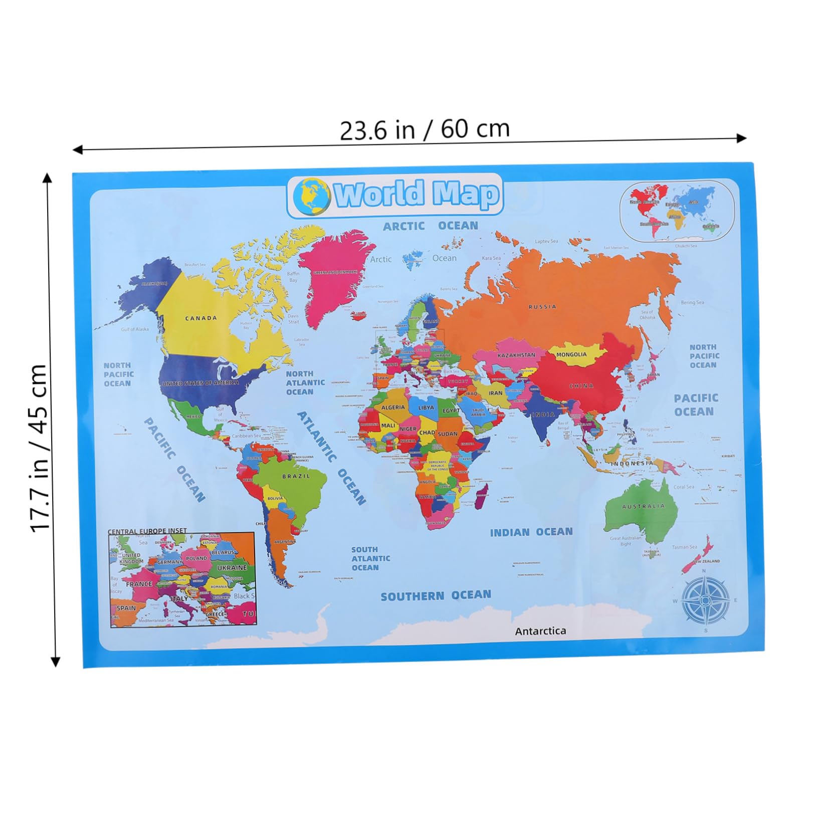 Operitacx 4blätter Weltkarte Für Junge Mädchen Lernposter Für Vorschule Und Kindergarten Bunte Wanddekoration Geografischen Kenntnisse Geeignet Für Klassenzimmer Und Kinderzimmer Stil