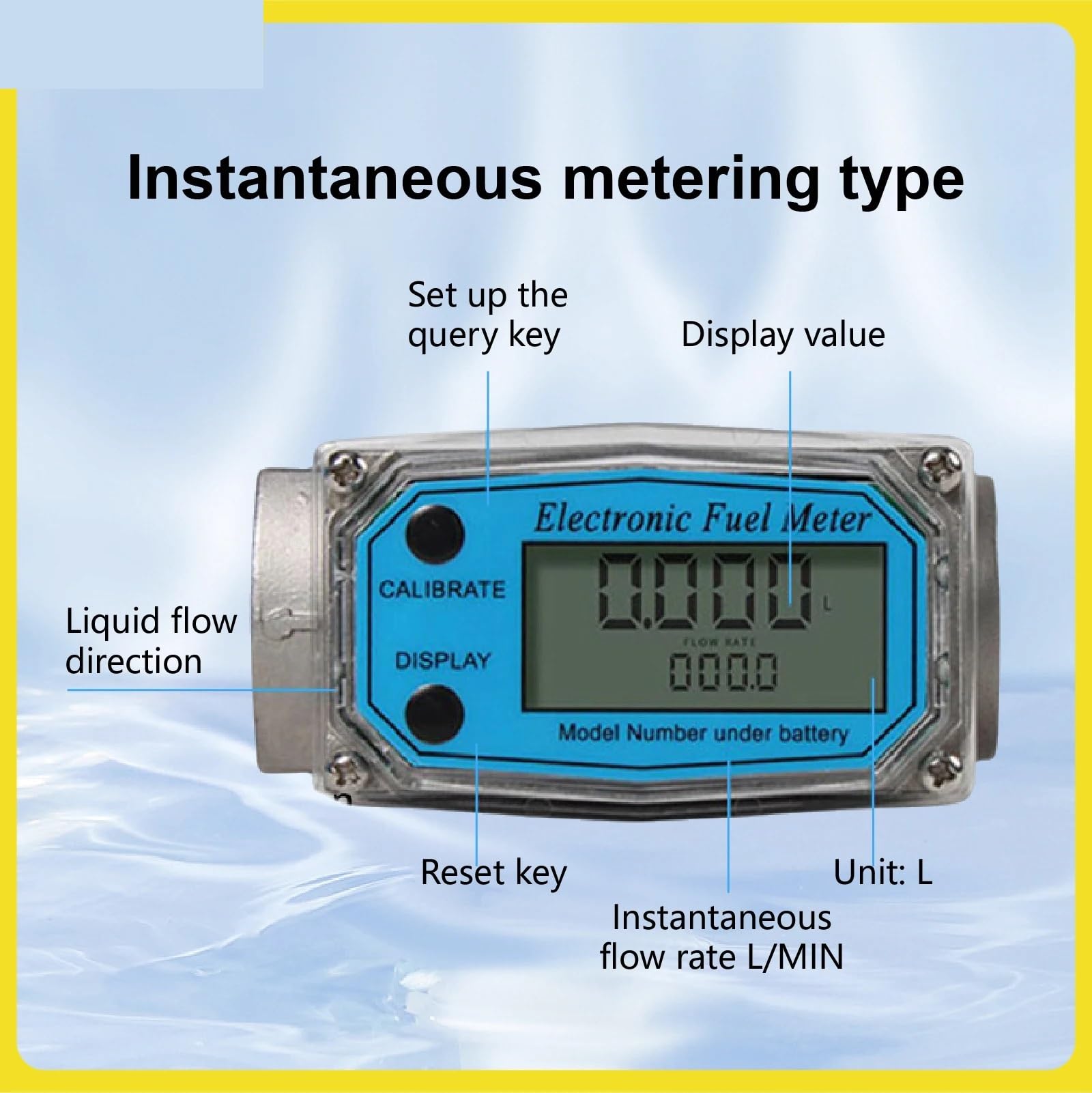 1 unidad de caudalímetro electrónico digital for combustible con pantalla LCD for metanol líquido, rosca de 1-2 pulgadas.(1.5inch Al Alloy)