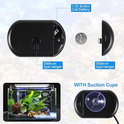 Miniatura 3 de Termómetro de acuario para acuario, termómetro digital LCD para tanque de peces con sonda de sensor resistente al agua y ventosa para incubadoras de