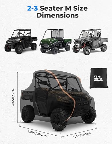 Miniatura 3 de Kemimoto - Funda impermeable y reflectante para vehículo UTV, protege de lluvia, nieve, polvo, suciedad y radiación UV