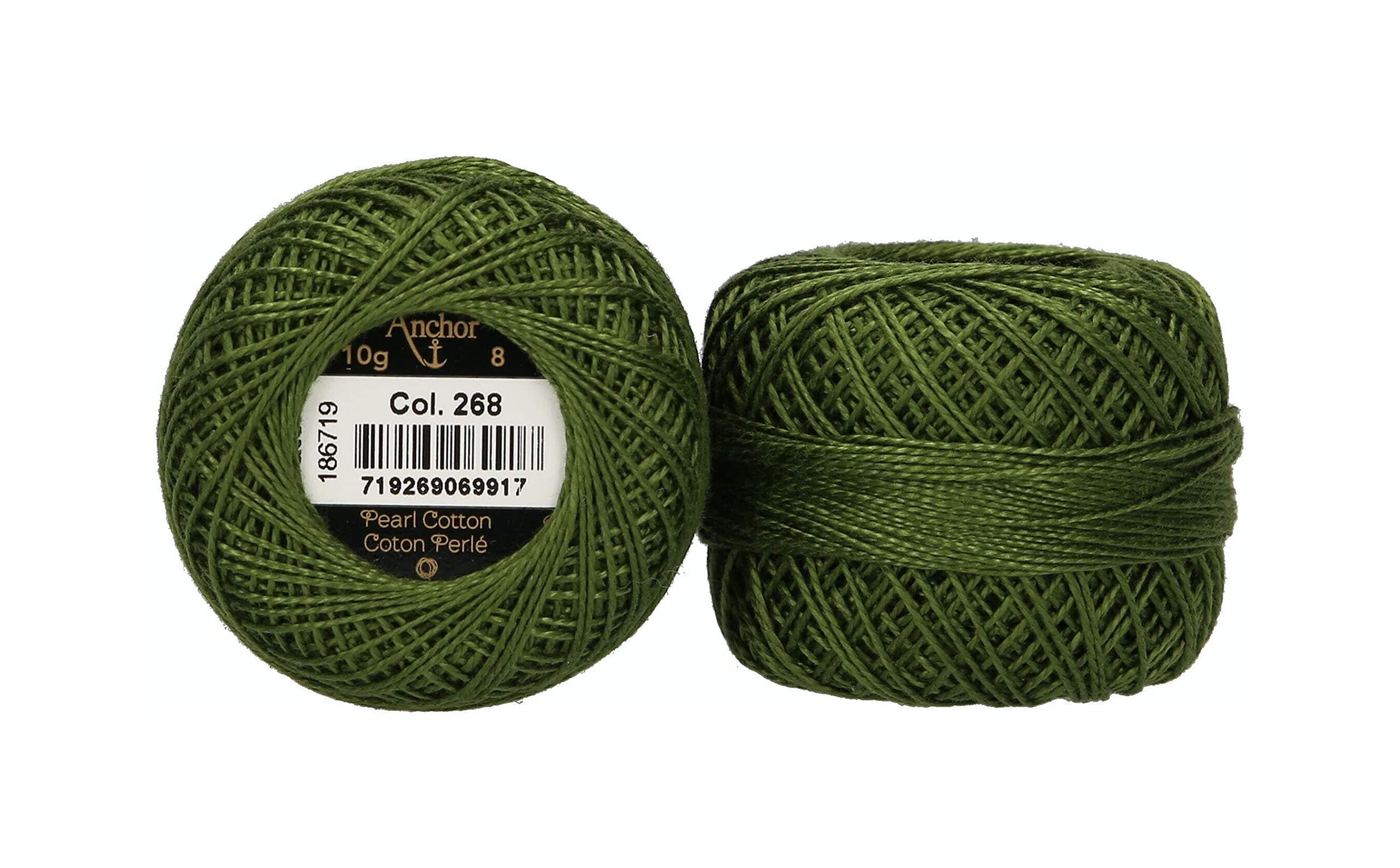 Anchor 4591008-00268 Embroidery Thread, 100% Cotton, Wax, Thickness 8, 82m