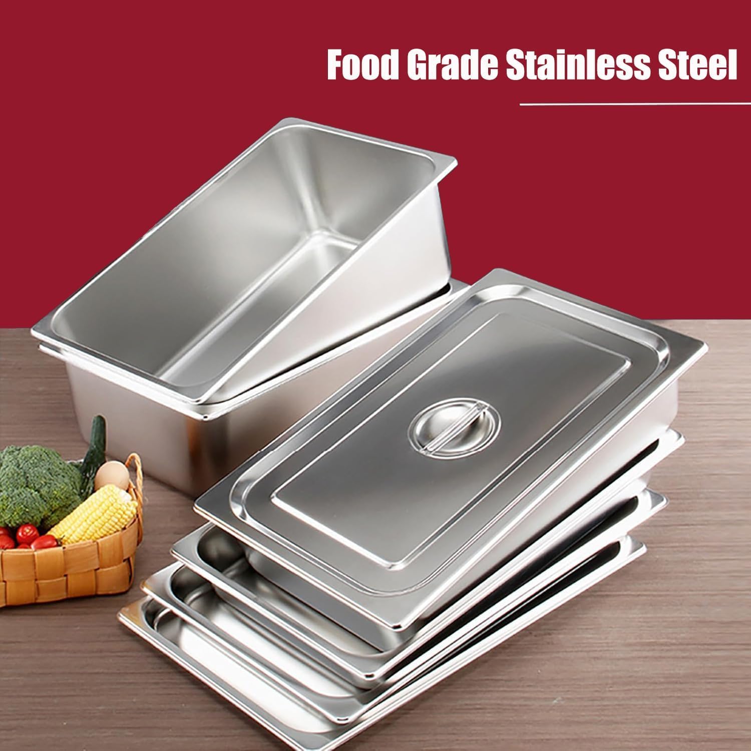 Panierschalen Set 3-teilig, GN 1/2 Behälter, 32,5 x 26,5 x 6,5 cm Panierset für Koteletts, Gastronormbehälter Edelstahl mit deckel, Schnitzel Fleisch Fisch - Metall Panierstraße rechteckig