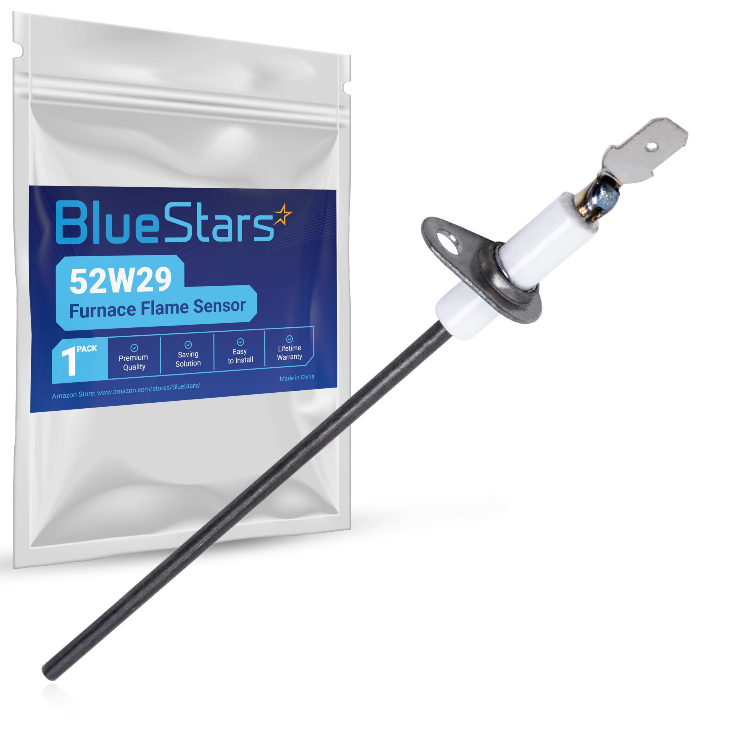 Ultra Durable 52W29 Furnace Flame Sensor Replacement Part by BlueStars - Exact Fit for Lennox, Armstrong & Ducane Furnaces - Replaces 52W2901 LB47940A 31L71 31L7101