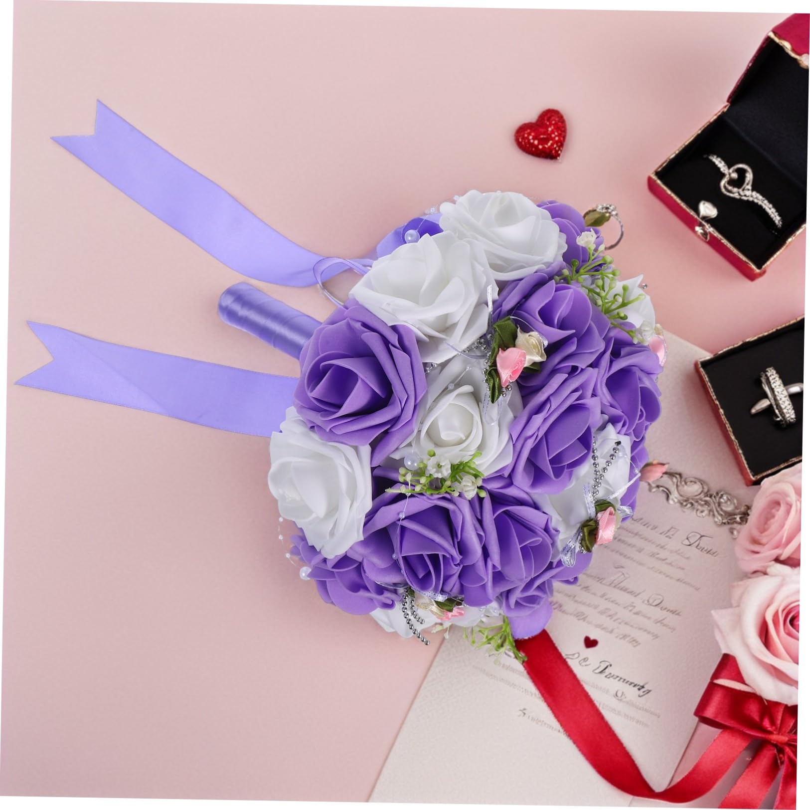 ifundom Brautstrauß Aus Kunstpflanzen Brautblumen Für Hochzeiten Blumenstrauß Für Braut Handblumen Aus Pe Violette Farbe Naturgetreue Dekoration Für Wohnzimmer Und Büro