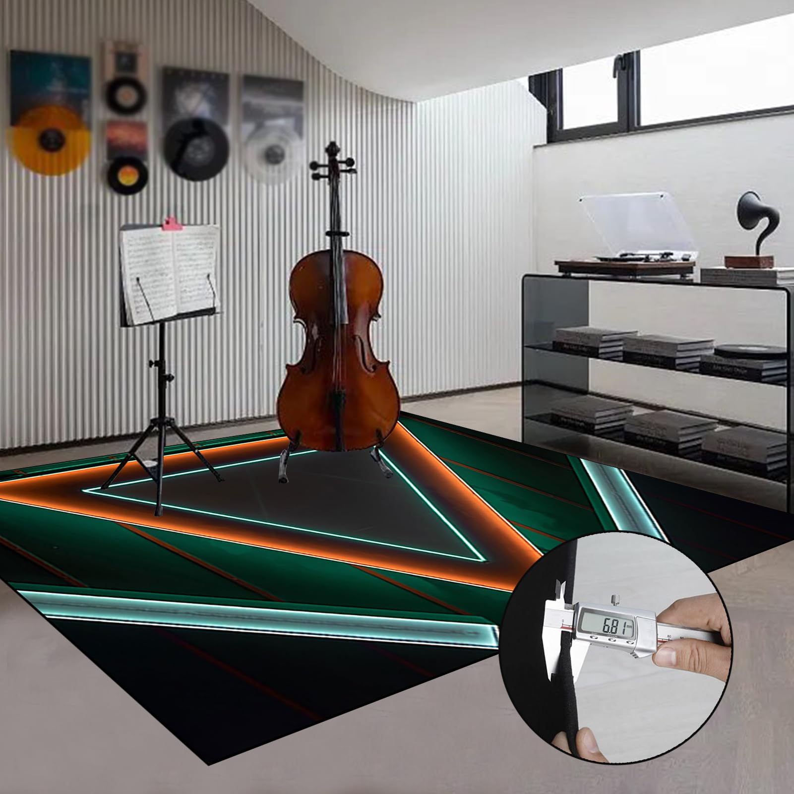 Schlagzeugteppich Drum Teppich Music Carpet Trommel Teppiche Innen und Außen, rutschfest Trommelteppich, Schallschutz Teppichmatte, Elektrisches Schlagzeug Teppich für Studio, Wohnung 180 x 140 cm