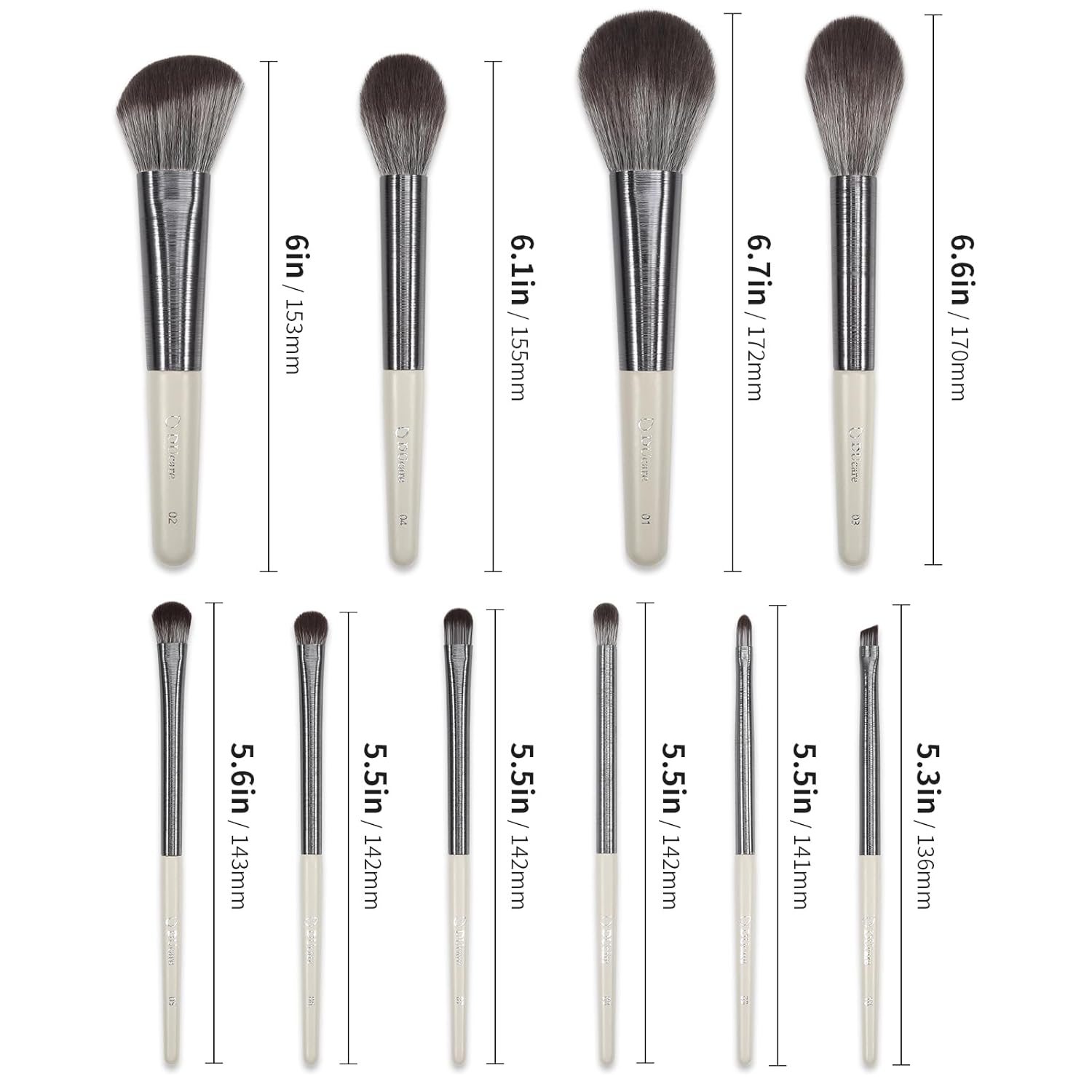 DUcare Makeup Brushes Set Professional 10pcs Synthetic, Foundation Blush Face Contour Powder Brush Eyeshadow Eyeliner Eyebrow Lip Liquid Cream Blending Essential