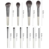 Vista 7 de DUcare Juego de brochas de maquillaje profesional, 10 piezas, sintéticos, colorete de base, contorno de cara, cepillo en polvo, sombra de ojos