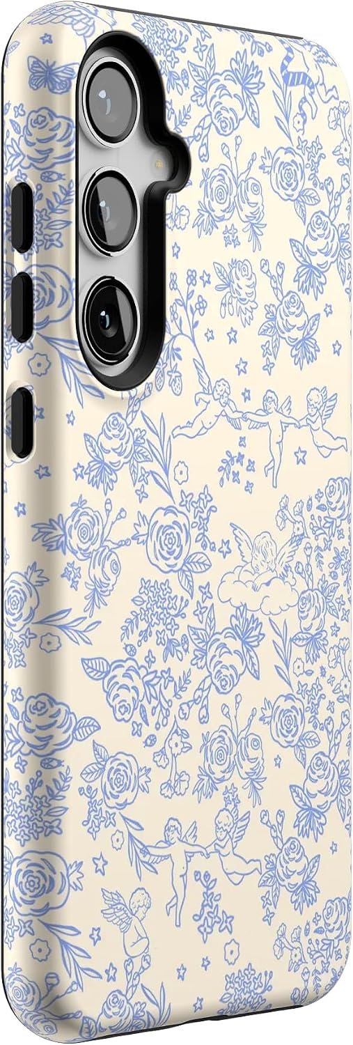 Casely Galaxy S24 Plus Case | Cupid's Canvas | Periwinkle Floral | Essential Slim Dual-Layer Protective Design