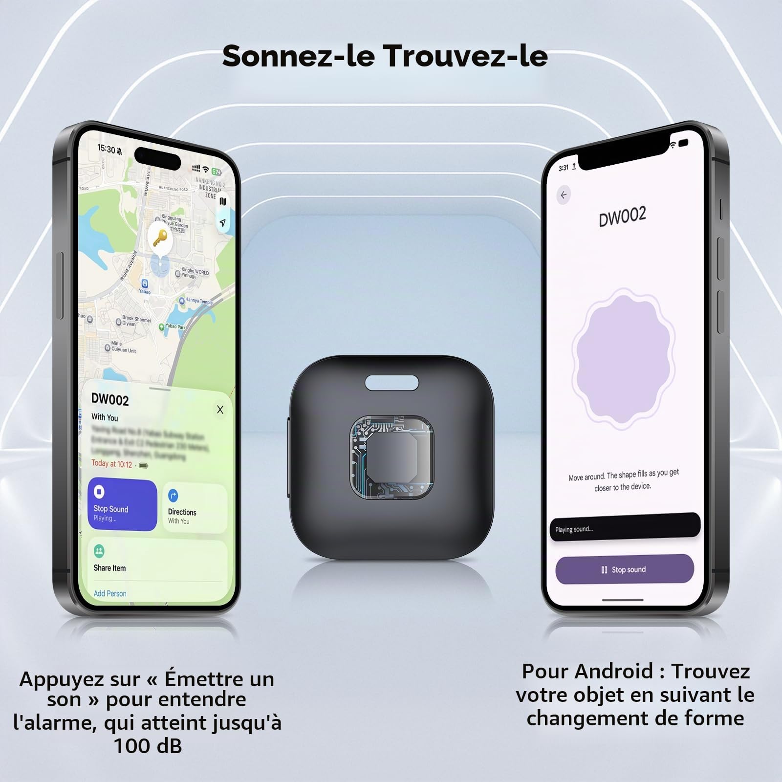 Hoxe Smart Tag Fonctionne iOS Find My et Google Android Find Hub Lot de 4