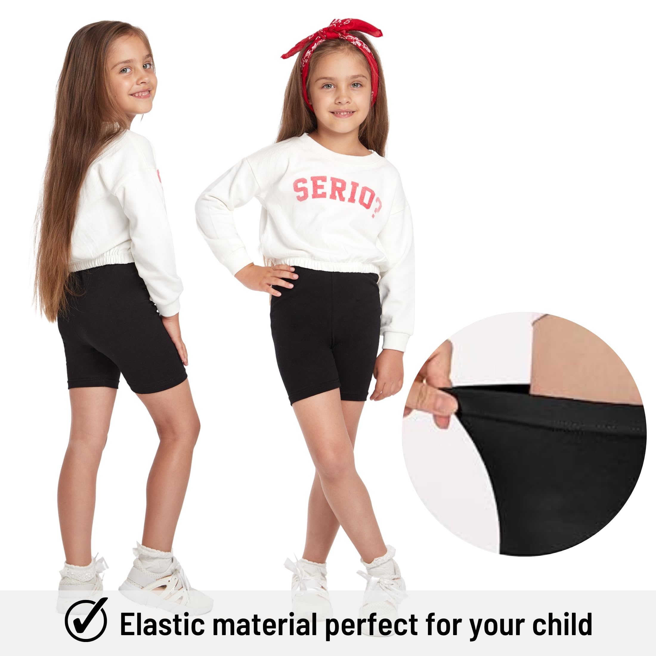 3 Pack Girls Cycling Shorts - Safety Comfy Cotton Basic Non See Through Girl Short Leggings Kids - Pack of 3 School Dance Sport Bike Summer Shorts Knee Length