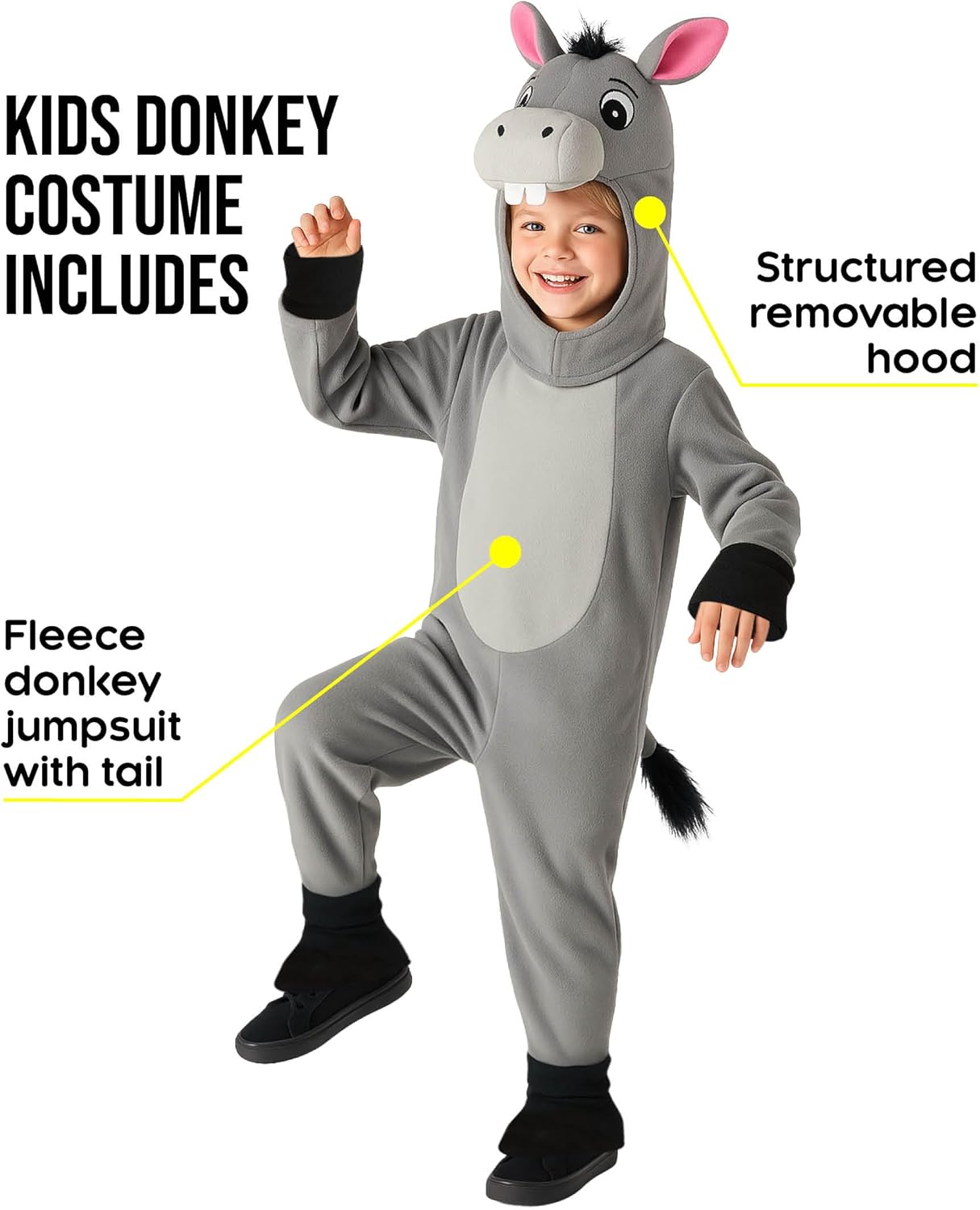 Morph Donkey Costume Kids Donkey Outfit Kids Animal Halloween Costumes Toddler Nativity Christmas Animal Costume - Image 2