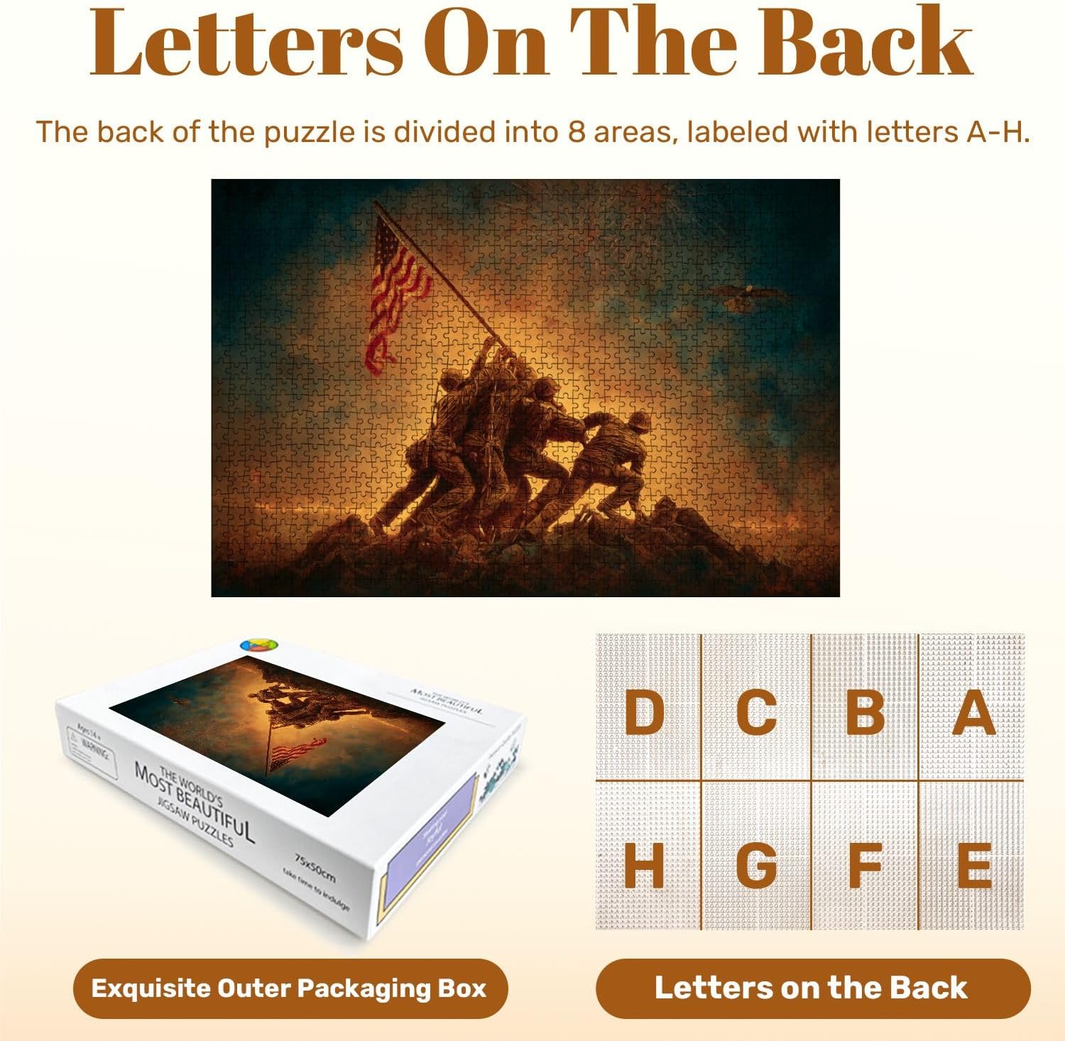 1000 Pieces Wooden Puzzle Puzzles for Adults Flag Raising Iwo Jima Fireworks American Eagle Challenging Jigsaw Puzzles for Teen Kids Educational Toys Festival Gifts 20" x 30"