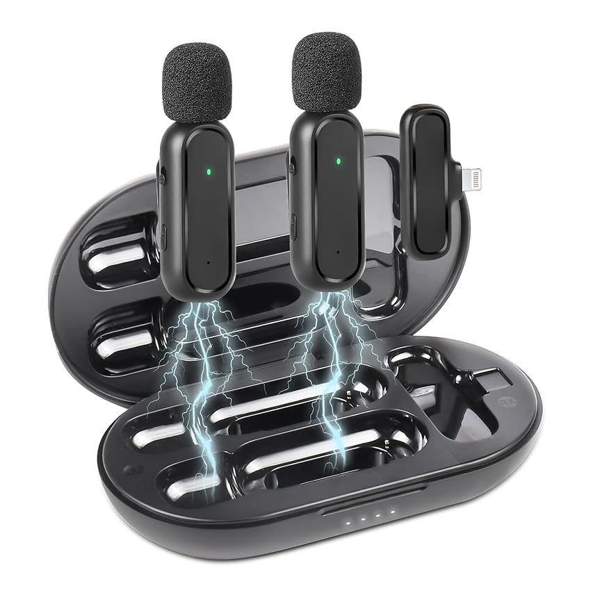 Immagine del prodotto ZWOOS Microfono Lavalier, Mini Microfono Wireless Compatibile con iPhone iPad, Microfono per Telefono Cellulare per Registrazione Video, per YouTube/Streaming/Vlog/Twitch/Facebook Live (2 Pezzi)
