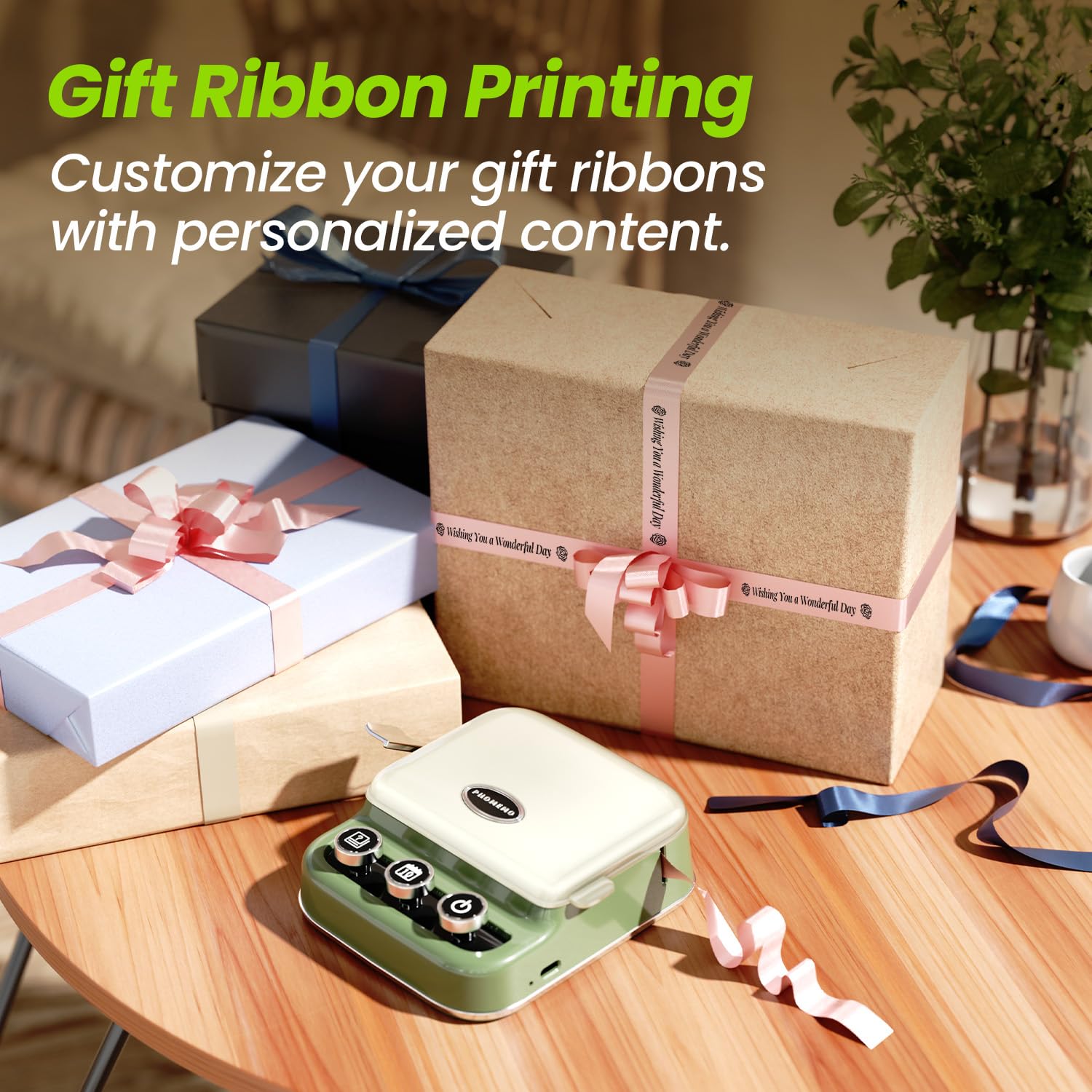Phomemo P15 Imprimante à Ruban Bluetooth Portable, Mini étiqueteuse avec 4 Rouleaux Rubans