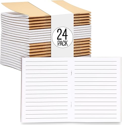 Miniatura 8 de Paquete de 24 diarios de papel kraft forrado, 48 páginas cada uno, cuadernos de papel A5 de 5.5 x 8.5 pulgadas a granel para estudiantes, escritura,