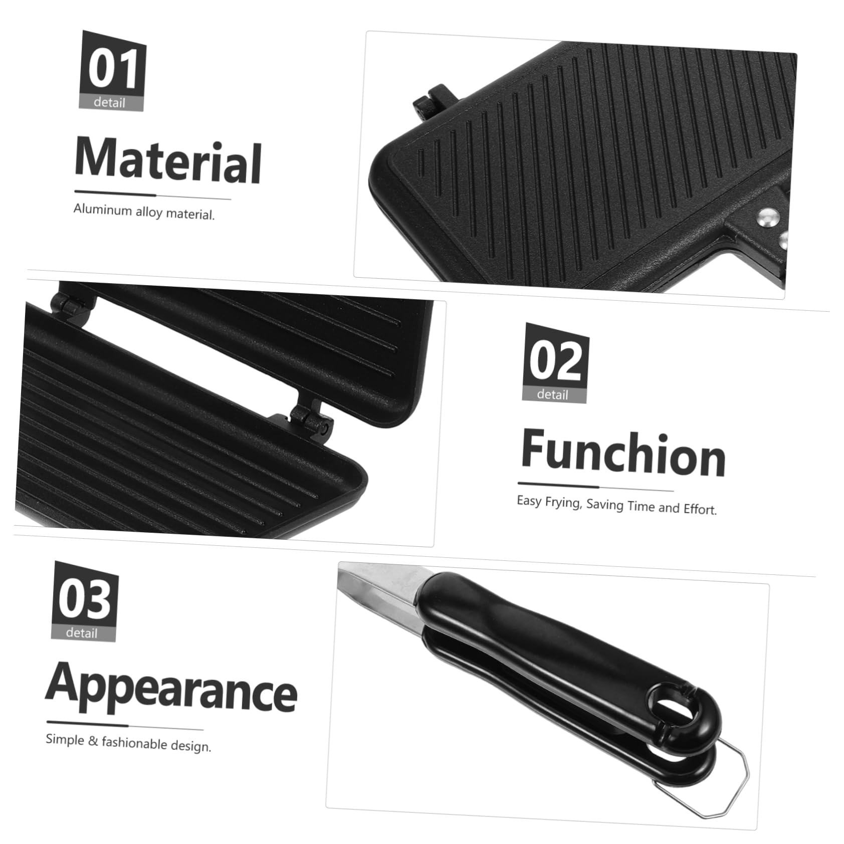 GLEAVI Double Sided Non Stick Sandwich Pan Multipurpose Baking Tool for Grilled Sandwiches Toast and Breakfast Kitchen Baking Pan for Easy Operation and Storage