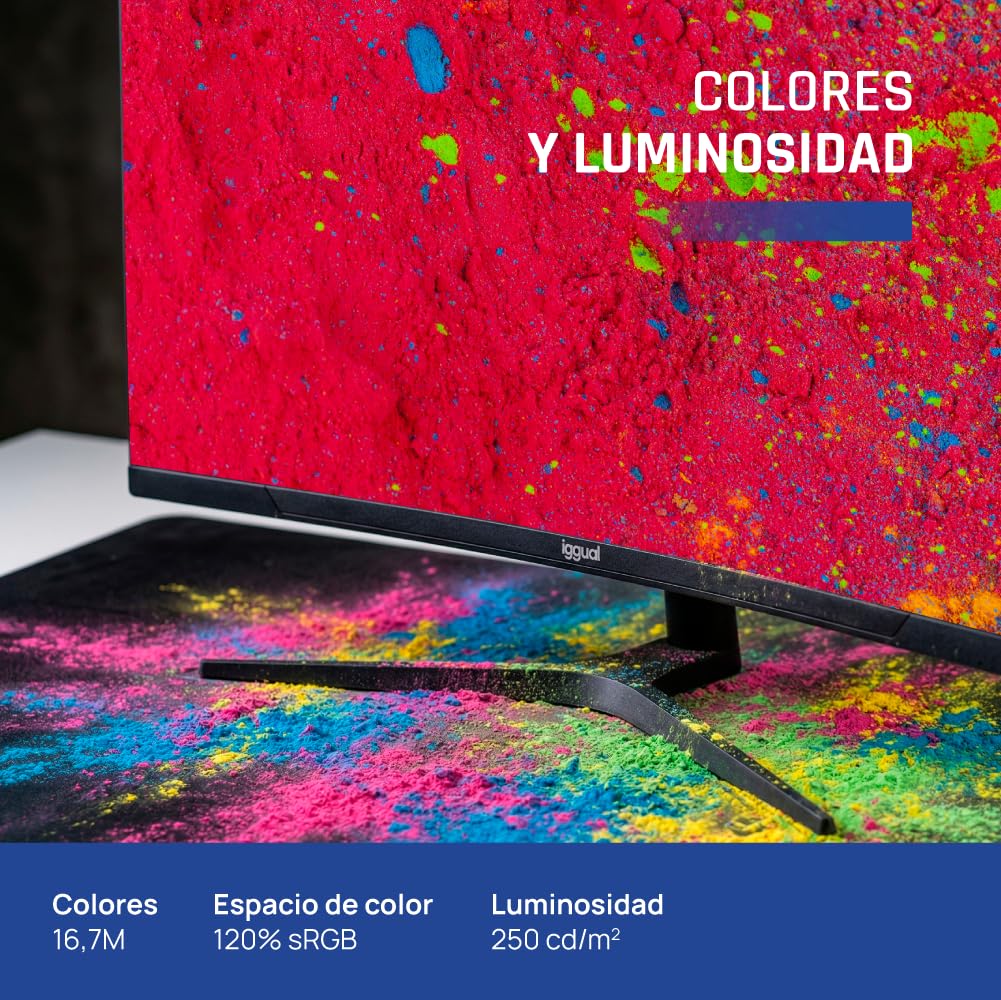 iggual Monitor 4K UltraWide Curvo 34" 21:9 WQHD 3440x1440px, 165 Hz, FreeSync, HDR, R1500, VA, 2xHDMI 2xDP, VESA 75x75,-Regulable Inclinación y Rotación. - Diseño Frameless