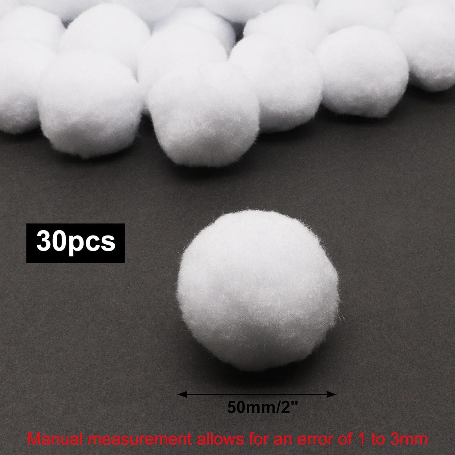 BUXIMN 30PCS Pom Poms for Crafts, 2 Inch Pompoms for Crafts Projects, White