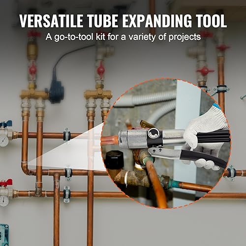 Miniatura 6 de VEVOR Expansor de tubo hidráulico, 38" a 1-18" OD, herramienta de estampación hidráulica HAVC con 7 cabezales expansores de tubos, herramienta de