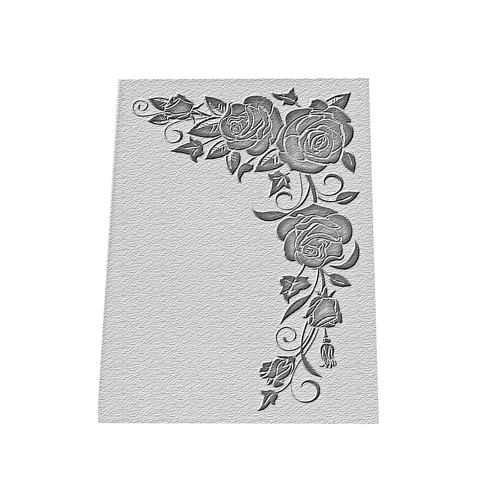 Plastic Embossing Folder (5 Inch x 7 Inch | Roses in Corner) Paper Crafts Plastic Textured Impressions for Card Making Scrapbooking