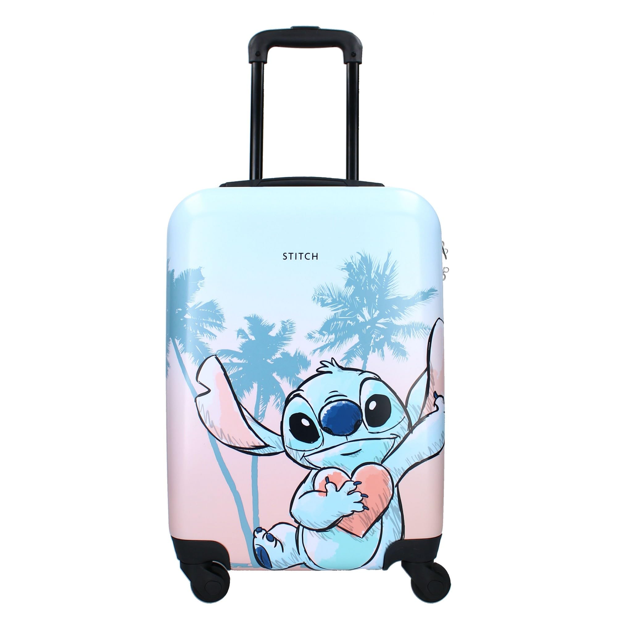 STITCH Twarda walizka podróżna z tworzywa ABS dla dzieci - 4 koła - wysuwany uchwyt - 46 x 33 x 21 cm, pojemność 31 l, różowy i niebieski, Różowy, Valigia piccola, walizka na wózek dla dzieci