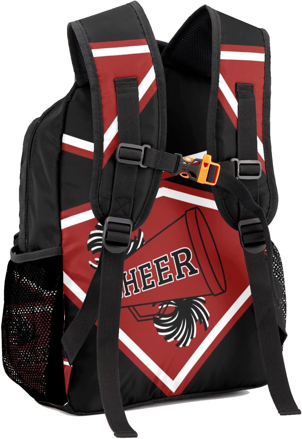 Personalized Cheer Cheerleader Black Red Multifuction Backpack with Name Text for Women Men Gift