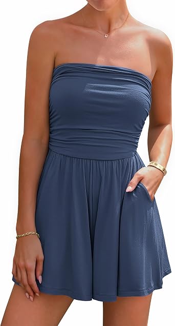 BTFBM Strapless Boho Womens Romper 2026 Summer