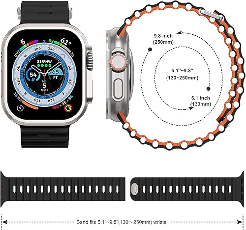 Miniatura 5 de Compatible with Apple Watch Ocean Bands 38mm 40mm 41mm 42mm 44mm 45mm 46mm 49mm Soft Silicone Wristbands Replacement Strap for iWatch Ultra 2 Ultra