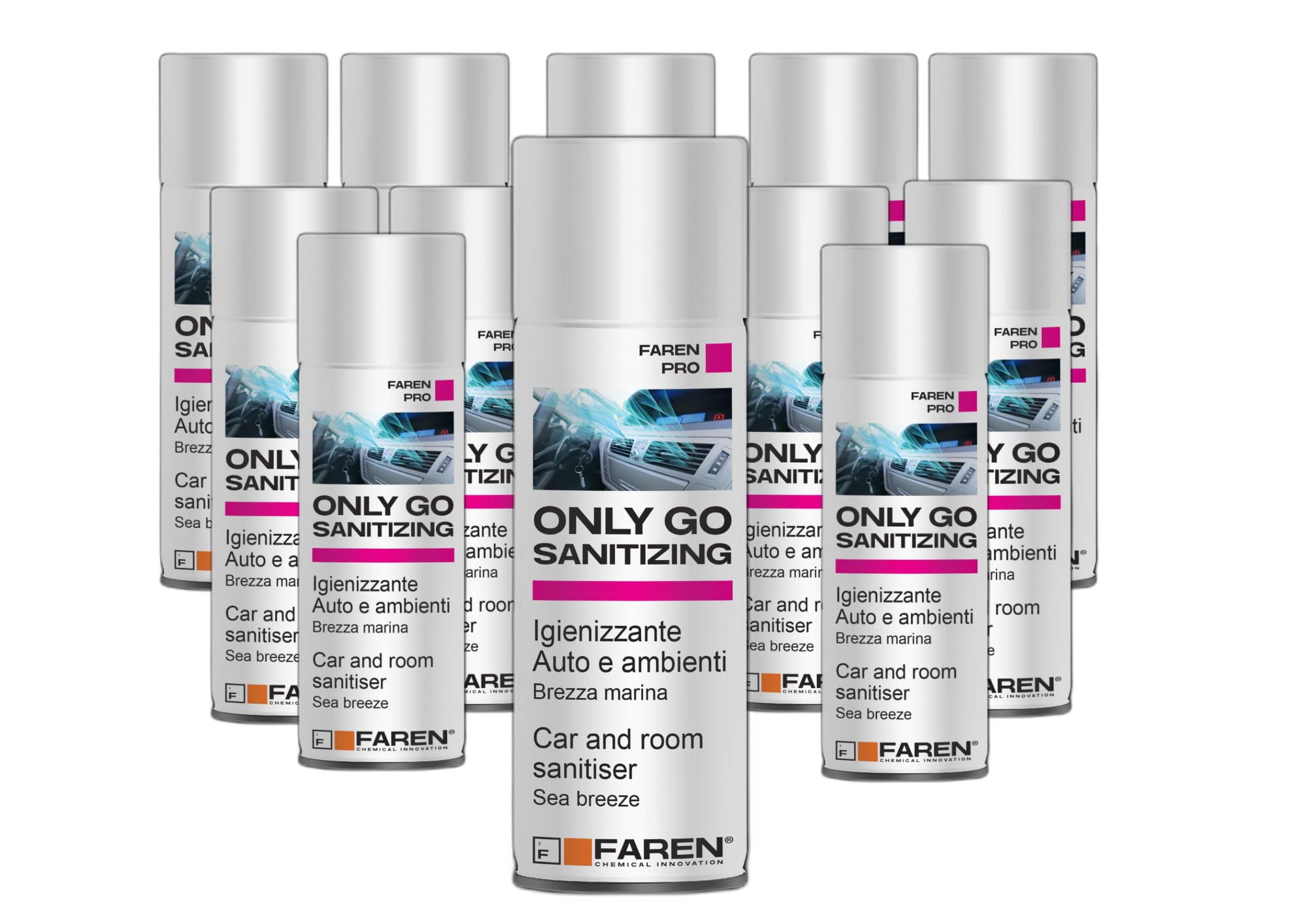 Faren ONLY GO, Igienizzante Auto e Ambienti Spray, purifica e deo rinfresca l'aria in piccoli ambienti, 200ml (12)
