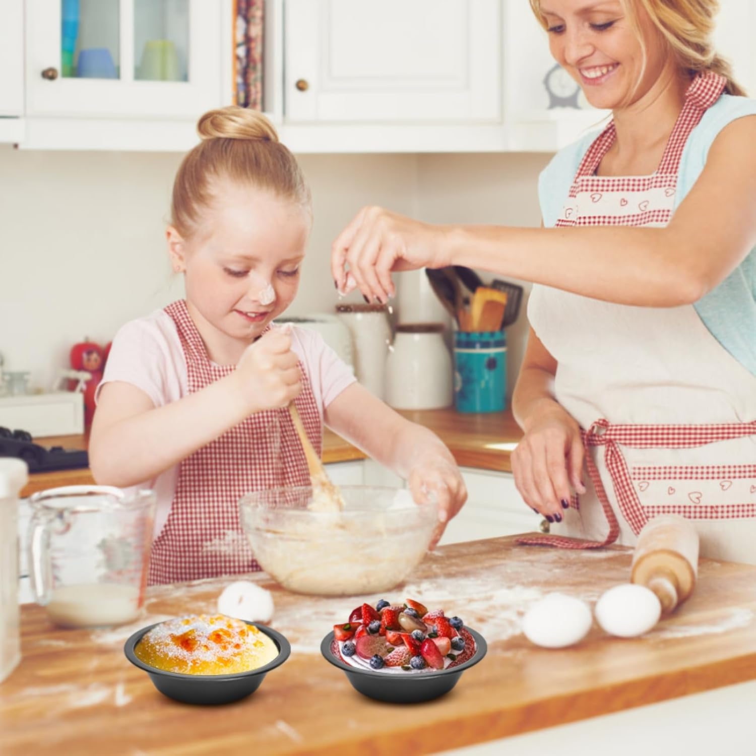 5-Inch Round Mini Pie Pans, 8 Pcs Non-Stick Carbon Steel Baking Tins With Rolled Edges For Pies, Quiche, Muffins & More