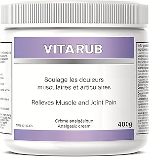 Vita Rub Natural Analgesic Cream – Targeted Relief for Muscles & Joints – With Menthol & Eucalyptus – Non-Greasy, Warming Formula – Made in Canada (400g)