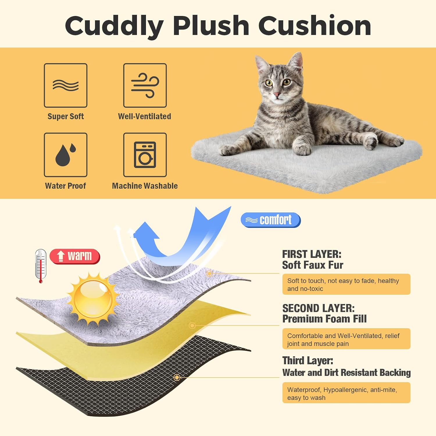 Veehoo Cat Cube Bed House - Stackable Cat Condo with Removable Sleeping Pad, Kitty House for Indoor Cats, Cat Cave with Waterproof Oxford Fabric & Stainless Steel