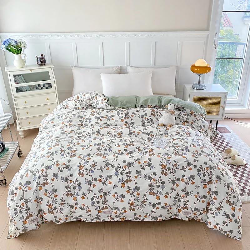 Housse de couette 90x190 fleur parure de lit 1 personne microfine fermeture éclair
