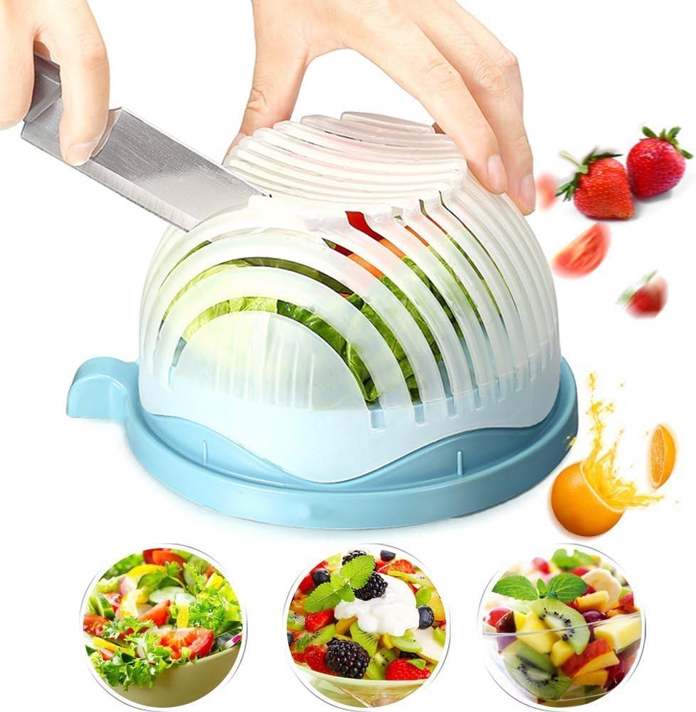 Salad Cutter Bowl Maker: Easy Fruit & Vegetable Cutter Bowl Fast Salad Slicer